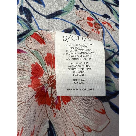 Cabi Sleeveless Blouse Top Style #5537 White Red Floral Womens Small V-Neck - Picture 3 of 6